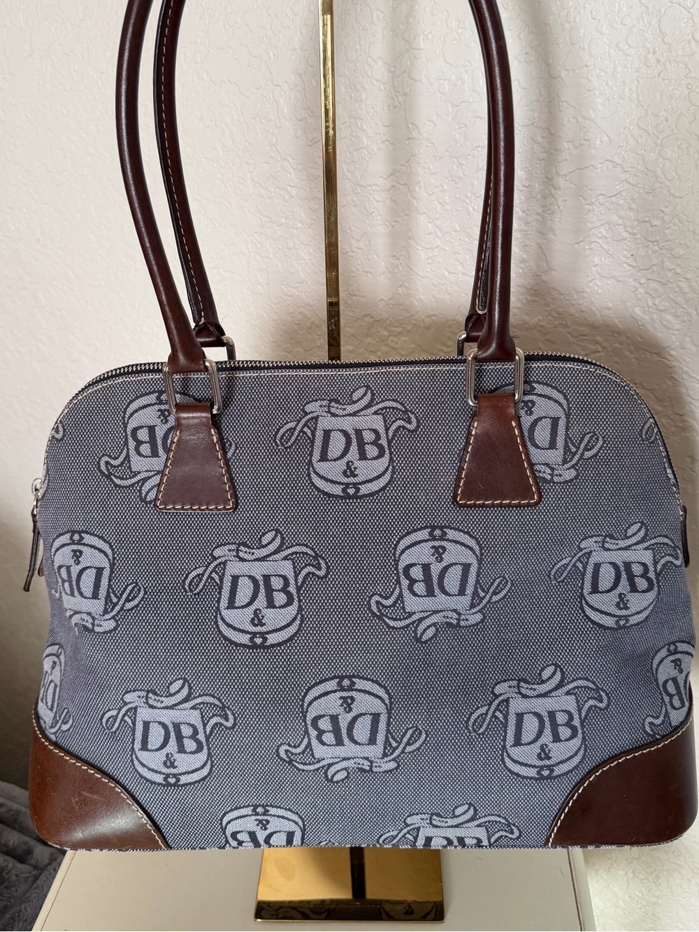 Dooney & Bourke Brown Leather-Trim Dome Satchel